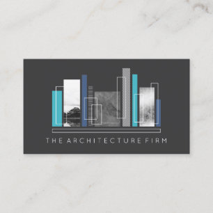 Geometric Architecture Grey & Blue Business Card