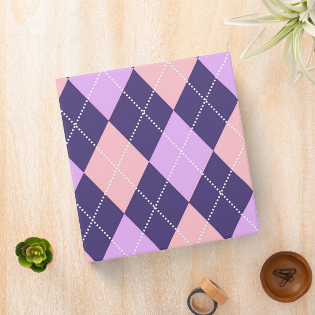 Geometric Argyle Blue Purple Y2K Pattern Binder (In Situ)