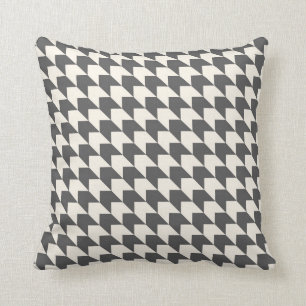 Geometric Arrow Pattern Charcoal Grey and Cream Throw Pillow