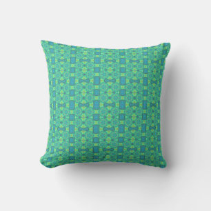 Geometric art bright emerald green design throw pillow