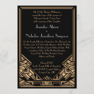 Geometric Art Deco Gatsby Style Wedding Invites