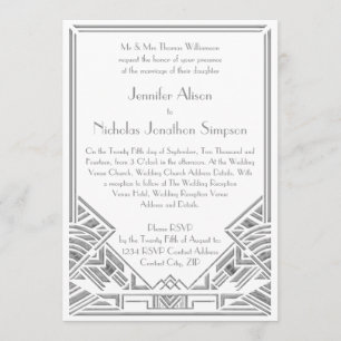 Geometric Art Deco Gatsby Style Wedding Invites
