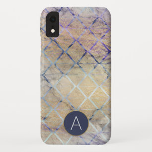 Geometric Art Deco Purple and White Marble iPhone XR Case
