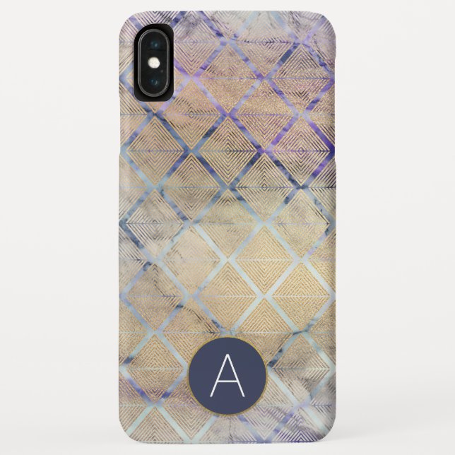 Geometric Art Deco Purple and White Marble Case-Mate iPhone Case (Back)
