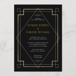 Geometric Art Deco Wedding Invitation