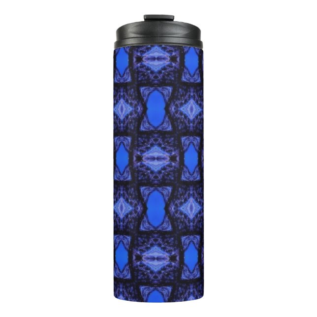 Geometric art modern sapphire blue navy thermal tumbler (Front)