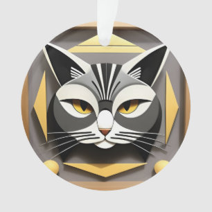 Geometric Art of a Stylized Cat Abstract Design Ornament