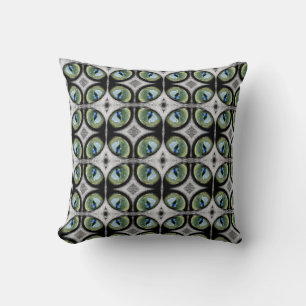 Geometric art pattern green cat's eye pillow