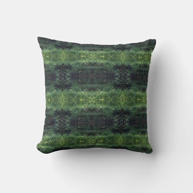 Geometric art pattern green grass leaves pillow (Front)