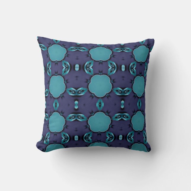 Geometric art pattern teal mauve throw pillow (Front)