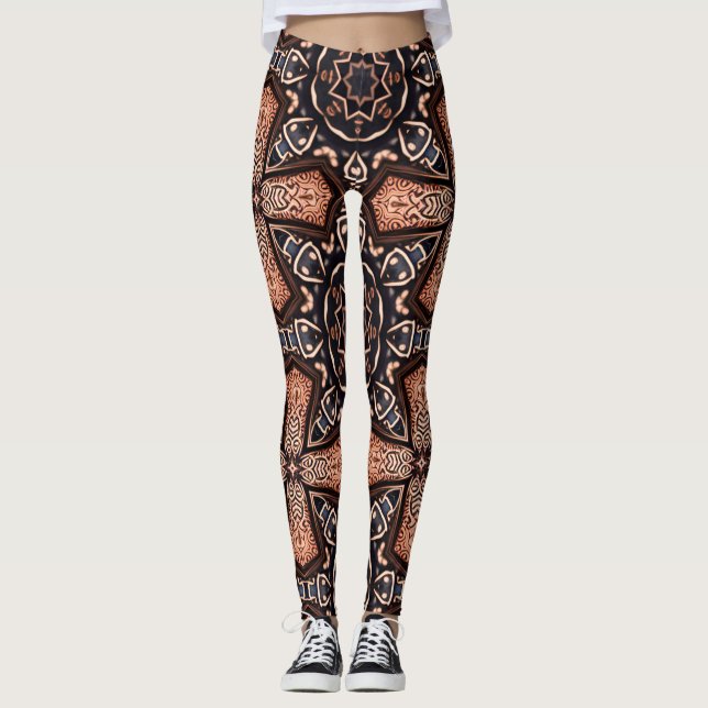 geometric art pattrn brown Leggings (Front)