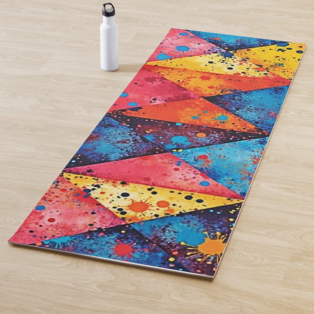Geometric Art: Vibrant Chaos Yoga Mat (In Situ)