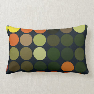 Geometric Art Yellow, Orange, Green Circles Lumbar Pillow