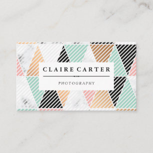Geometric Artistic Pattern Diagonal Stripes Business Card