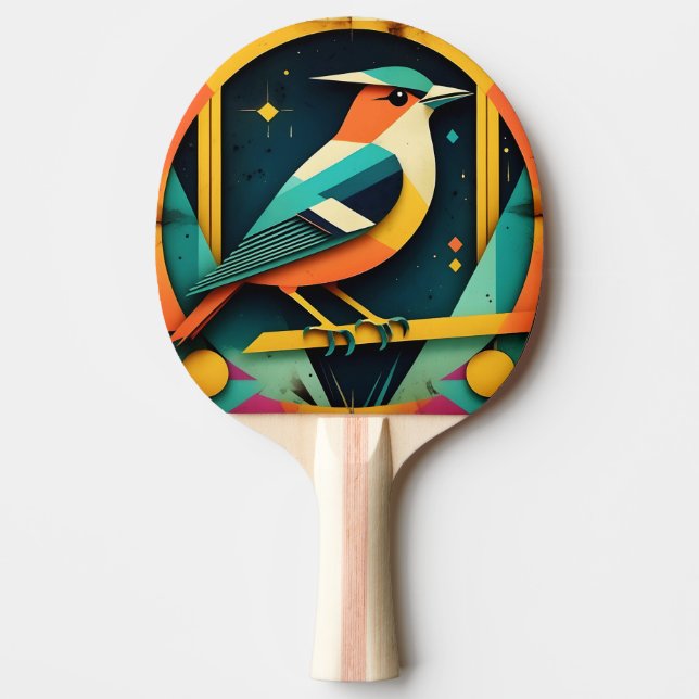 Geometric Avian Art Ping Pong Paddle (Front)