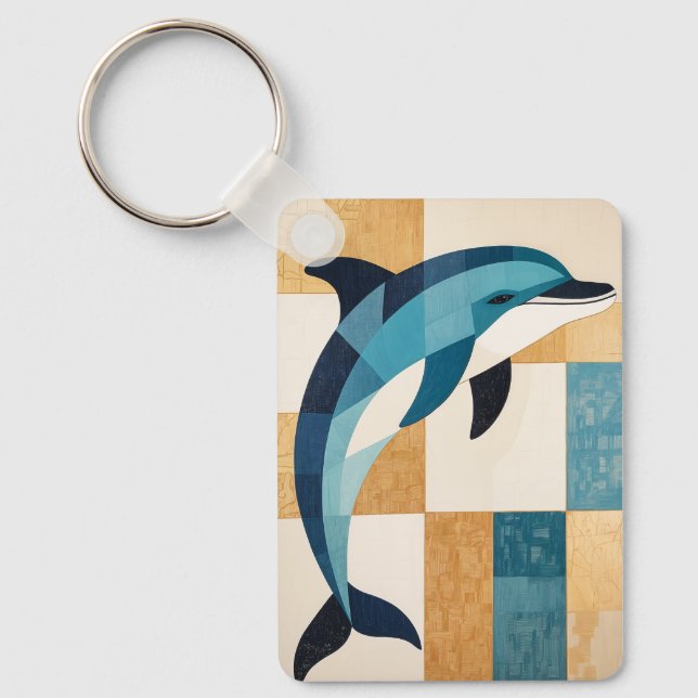 Geometric Azure Leap Keychain (Front)