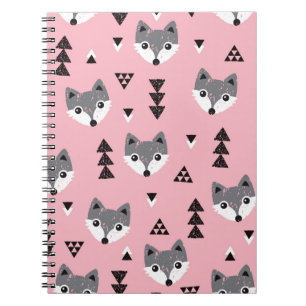 Geometric Baby Fox Woodland Pattern Notebook