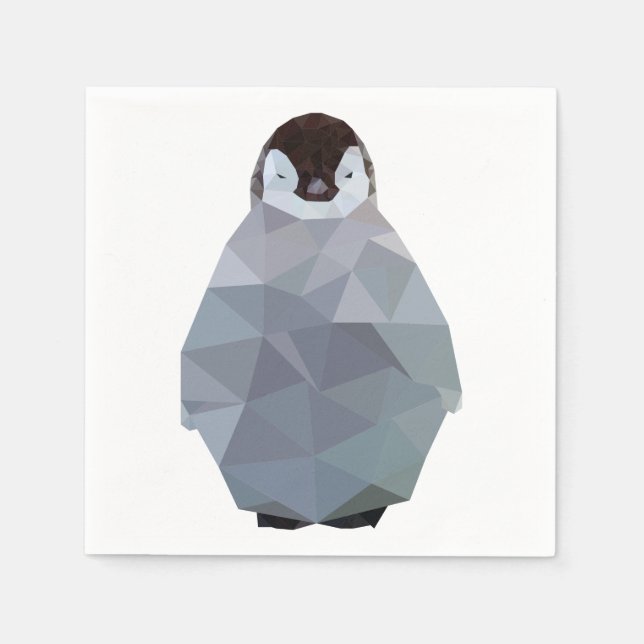 Geometric Baby Penguin Print Napkin (Front)