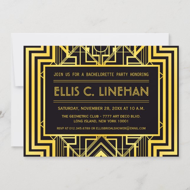 Geometric Bachelorette Party Shower Invitations (Front)