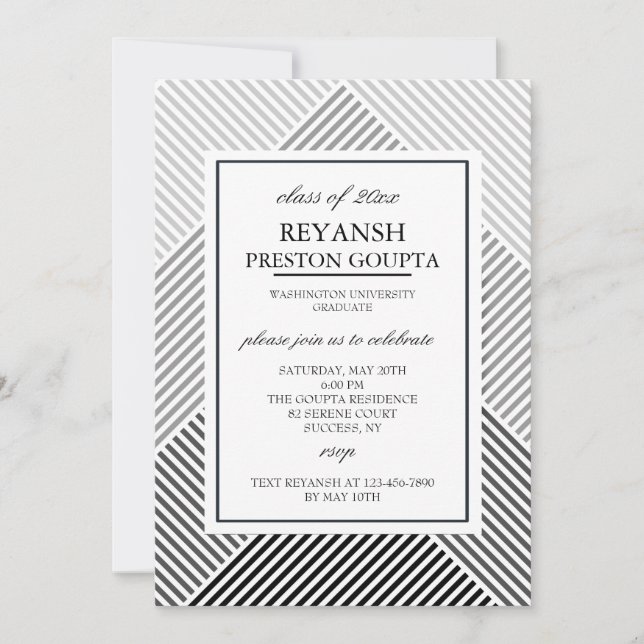 Geometric Background Graduation Invitation (Front)