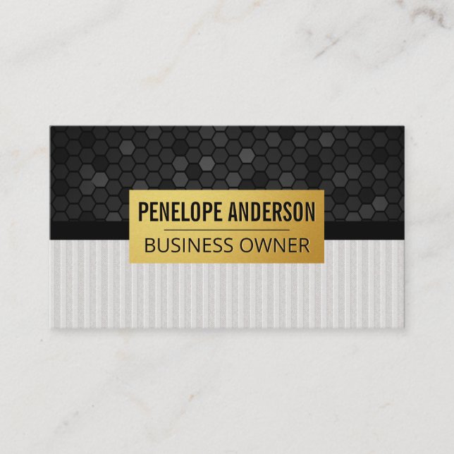 Geometric Background | Linen Stripes Business Card (Front)