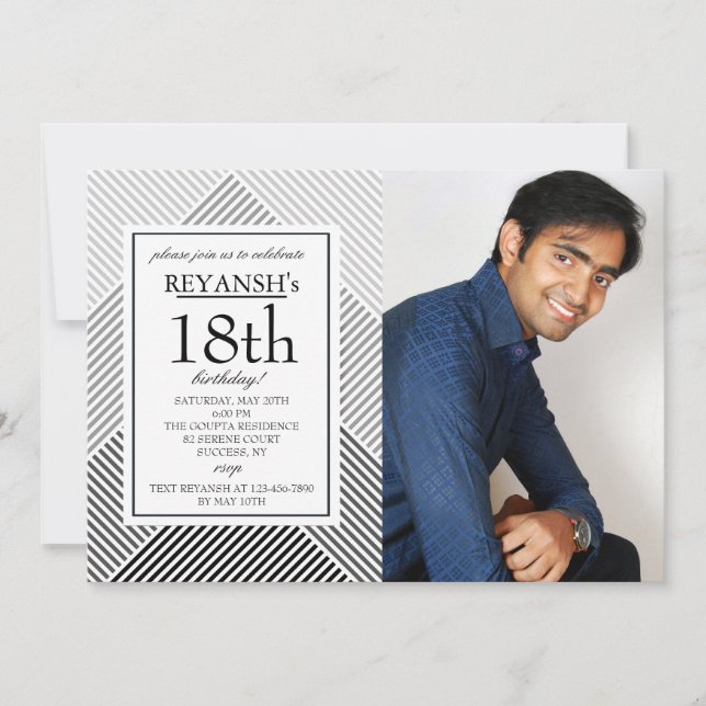 Geometric Background Photo Invitation (Front)