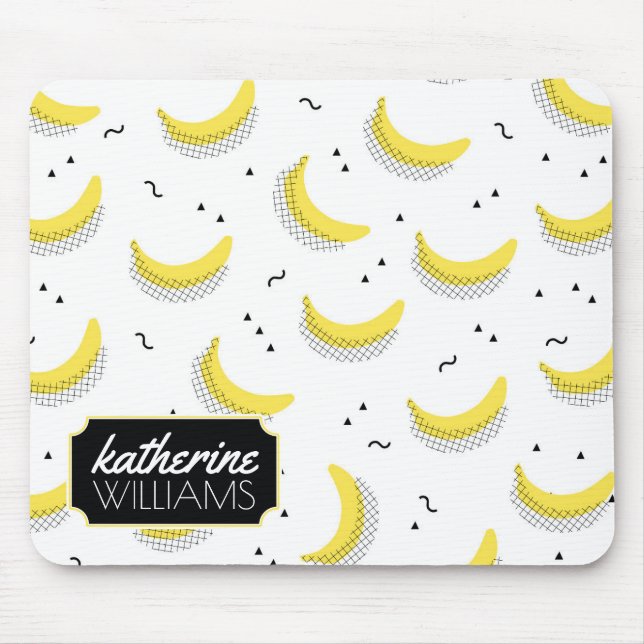 Geometric Bananas | Add Your Name Mouse Pad (Front)
