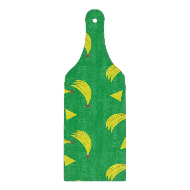 Geometric Bananas Green Yellow Pattern Cutting Board (Front)