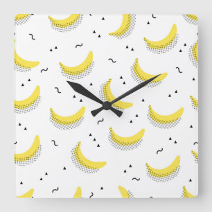Geometric Bananas Square Wall Clock