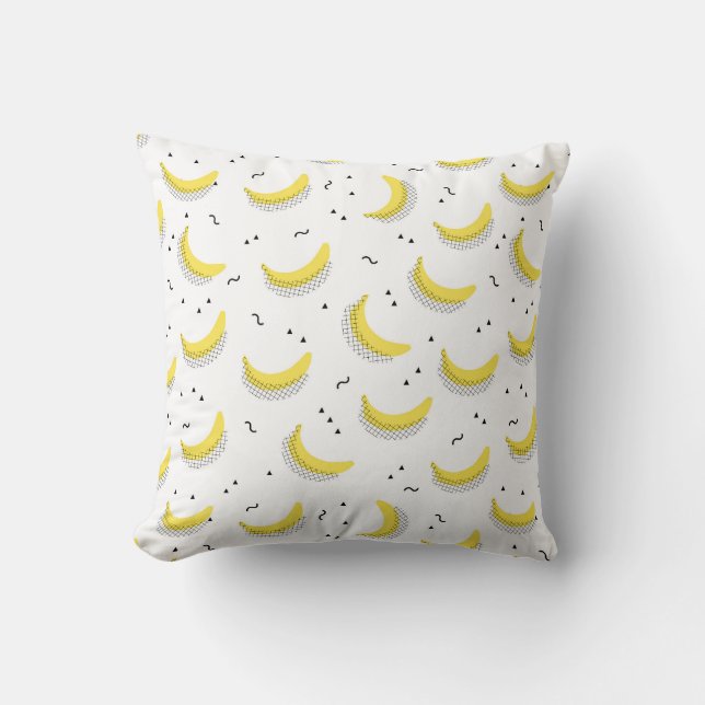 Geometric Bananas Throw Pillow (Front)