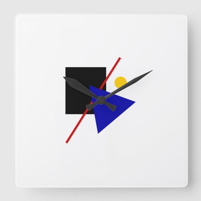 Geometric Bauhaus Design Square Wall Clock (Front)