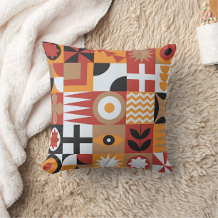 Geometric bauhaus style minimal mural texture throw pillow