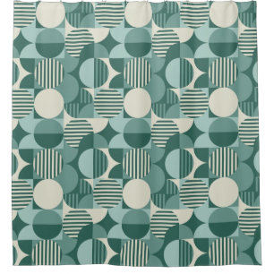 Geometric Bauhaus Style, Teal, Seafoam, Cream