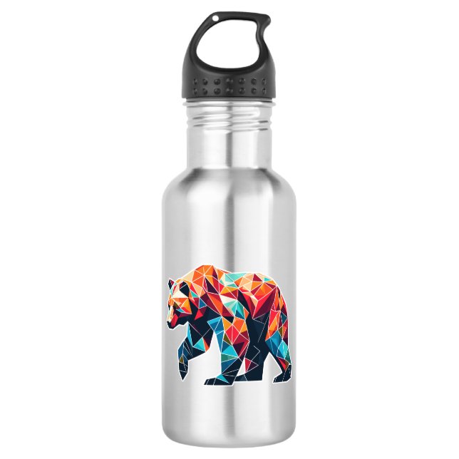Geometric Bear 532 Ml Water Bottle (Front)