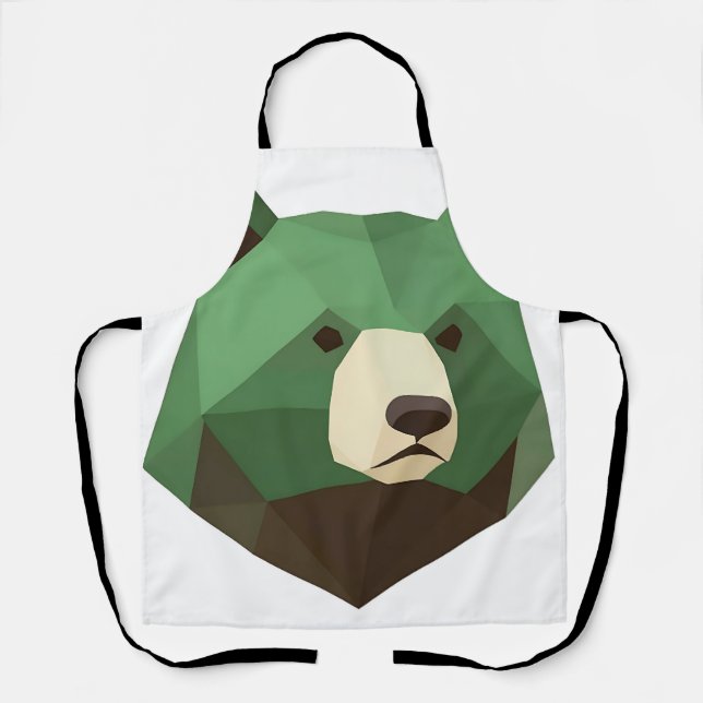 Geometric Bear Head Low Poly Apron (Front)