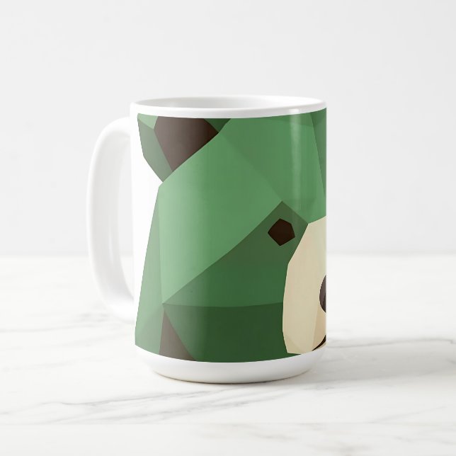 Geometric Bear Head Low Poly Coffee Mug (Front Left)