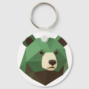 Geometric Bear Head Low Poly Keychain