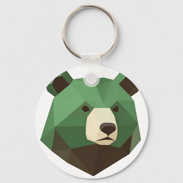 Geometric Bear Head Low Poly Keychain (Front)
