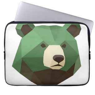 Geometric Bear Head Low Poly Laptop Sleeve