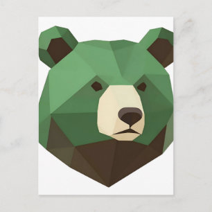 Geometric Bear Head Low Poly Postcard