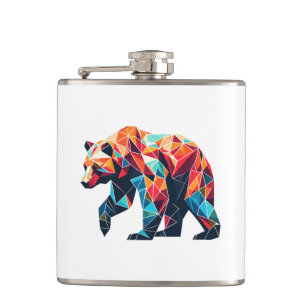 Geometric Bear Hip Flask