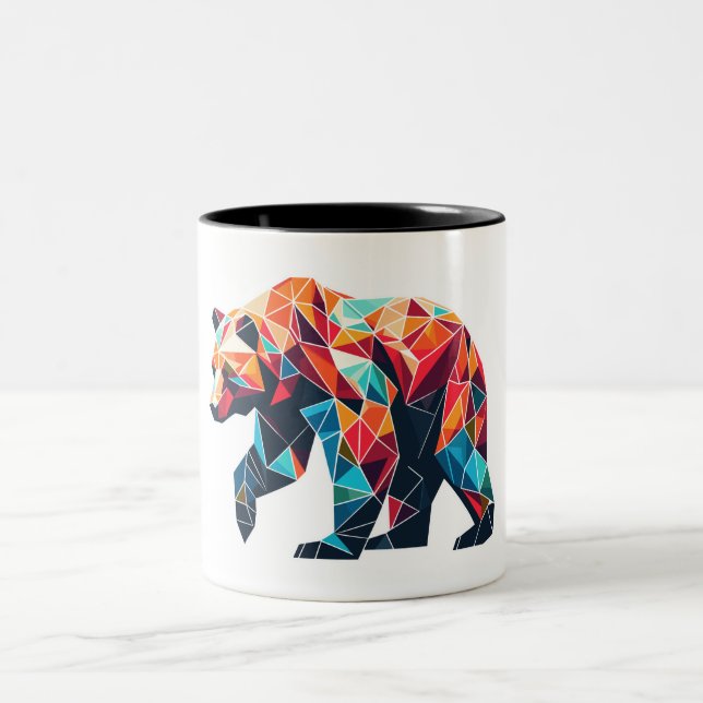 Geometric Bear Two-Tone Coffee Mug (Center)