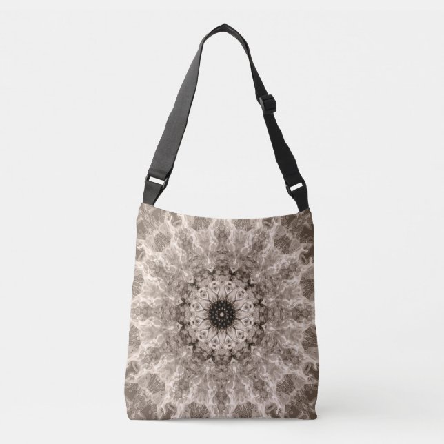 geometric, beige, brown, mandala crossbody bag (Front)