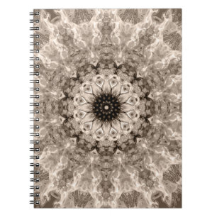 geometric, beige, brown, mandala notebook