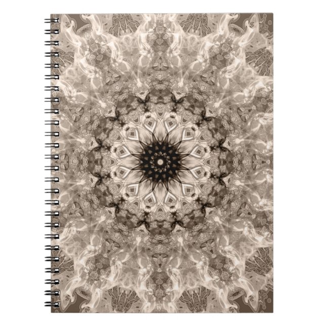 geometric, beige, brown, mandala notebook (Front)