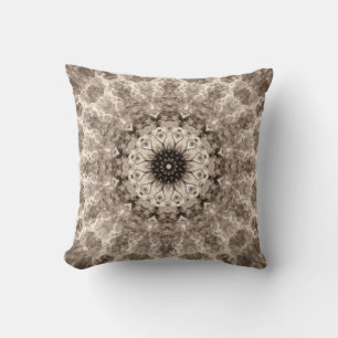 geometric, beige, brown, mandalas throw pillow
