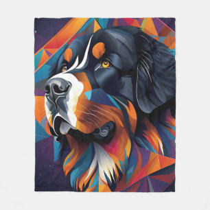 Geometric bernese mountain dog fleece blanket