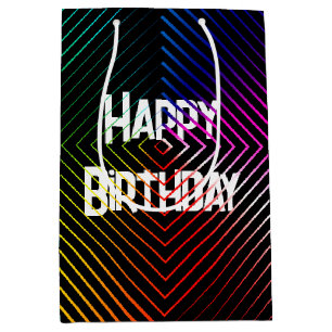 Geometric Birthday Rainbow Medium Gift Bag