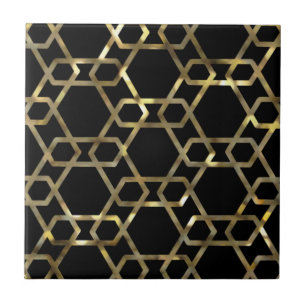 Geometric Black and Gold Tile