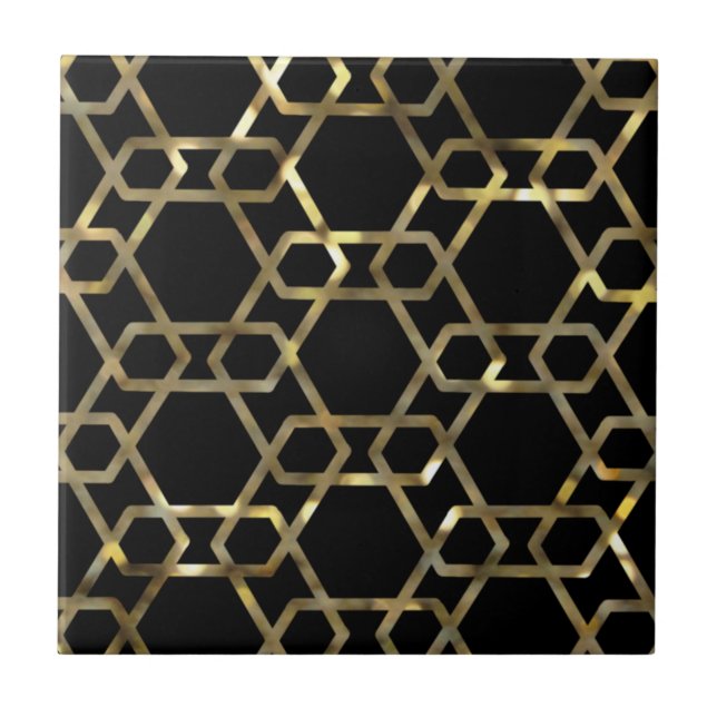 Geometric Black and Gold Tile (Front)